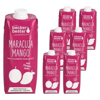 BECKERS Saft Bester, Maracuja-Mango, mit Direktsaft, Tetrapack, je 0,75 Liter, 6 Stück
