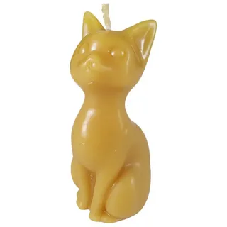 Aspinaworld Formkerze Katzen Kerze mit langem Hals 10 cm – Kerze aus Bienenwachs gelb