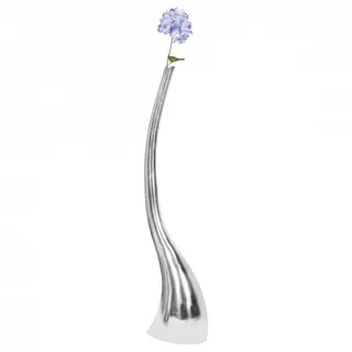 FINEBUY Dekovase SuVa4674_1 (Vase groß XL Aluminium modern Silber handmade), Hohe Alu Blumenvase Große Dekovase für Blumen silberfarben