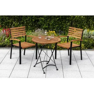 Merxx Schlossgarten Set 3-tlg. Klapptisch rund ø 70 x 74 cm natur