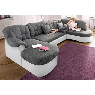 DOMO collection Wohnlandschaft Kunstleder U-Form 3-Sitzer Grau