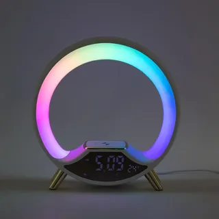 Wiyuer Nachttischlampe USB Nachttischleuchte Dimmbar Tischlampe mit Kabellose Schnellladefunktion & Timer Farbwechsel Nachtlicht Tischleuchte für deko Schlafzimmer (Weiß)