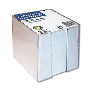 Zettelbox/ Zettelkasten transp. mit Inhalt 9x9x9 cm 800 Blatt weißes Papier