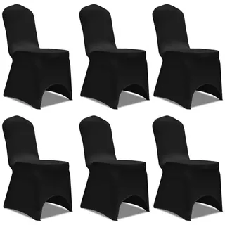 furnicato Hussen-Set Schwarze Stuhlhusse für Stühle bis 100 cm - 6 Stück schwarz
