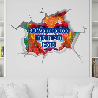 3D Optik WANDTATTOO 120x88 cm - selber gestalten - individuell - personalisiert mit Foto - Wunschtext - Dekoration Fensterfolie Wandaufkleber Kinderzimmer Wohnzimmer Schlafzimmer Küche Badezimmer