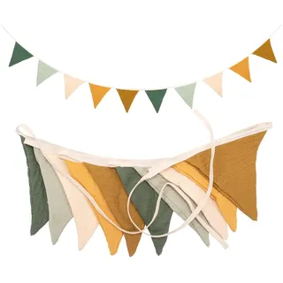 Wimpelkette Kinderzimmer,Kinderzimmer Deko Junge,Babyzimmer Deko Wimpel,Girlande Stoff Wanddeko Hausbett WimpelGirlande,Dekoration Mädchen und Junge,Aufhängen Musselin Zimmer (Morandi Grün)