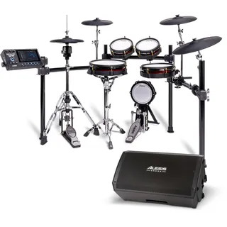 Alesis Strata Core und Strike Amp 12 MK2 - E Schlagzeug mit Triple Zone Becken, Active Magnetic Hi-Hat und 12 Zoll 2500W Drum Amp Lautsprecher für elektronisch Schlagzeug, mit Bluetooth