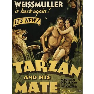 Wee Blue Coo Advertising Movie Film Tarzan Mate Jane Weissmuller Jungle Lion Art Print Poster Wall Decor Kunstdruck Poster Wand-Dekor-12X16 Zoll