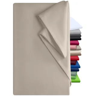 npluseins Bettlaken 180x275cm – Leintuch ohne Gummizug – Tuch ist ideal für Terrasse Reisen Camping und Tischtuch - Wohnmobil Laken - Betttuch ohne Gummizug – 100% Baumwolle ca. 180 x 275 cm, beige