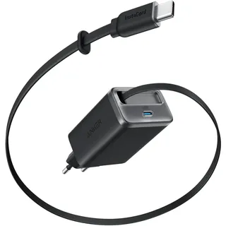 Anker Nano USB C Ladegerät, 35W Max, kompaktes Netzteil, 2 Anschlüsse, Strapazierfähiges & integriertes Anker InstaCord-Kabel zum Ausziehen, Für iPhone 17/16/15 Serie, iPad, Pixel(Keine Powerbank)