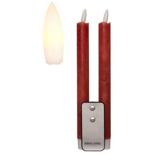 Coen Bakker Deco BV LED-Kerze Wax Candles (Set, 3-tlg), Stabkerzen 2 Stück burgund rot 3D Flamme Fernbedienung 23cm rot net-selling24