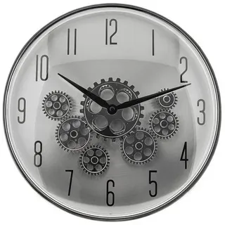 Sunay Wanduhr mit Zahnrädern - ø35 x 9 cm, Analog im Industrial-Look (analog, 35 x 9 cm, mit Zahnrädern) silberfarben