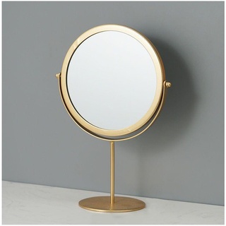 MEFFEE Doppelseitiger Make-up-Spiegel aus Metall,Tisch-Kosmetikspiegel,um 360° drehbarer Kosmetikspiegel mit Ständer (Farbe: Gold,Größe: B)
