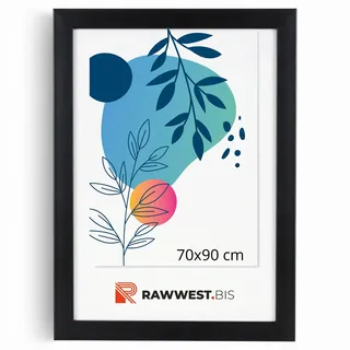 RAWWEST.BIS Bilderrahmen 70x90cm MDF Holz Rahmen Posterrahmen mit Acrylglas Holzrahmen aus Holzplatten für Bilder Poster Fotos Puzzle Plakatrahmen zum Aufhängen & Aufstellen Fotorahmen Schwarz