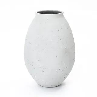 Hometopia Vase Rund Weiß 40cm – Moderne Blumenvase im Japandi-Stil, Handgefertigte Bodenvase für Pampasgras & Trockenblumen, Minimalistische Betonvase für Wohnzimmer & Büro