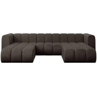 altdecor Eckcouch Samt 4-Sitzer Braun