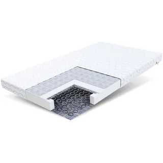 FDM Baby Natura 80 x 200 cm Bonellfederkernmatratze Buchweizen Matratze 14 cm Höhe Kindermatratze Härtegrad H3 (Mittelhart) Polyurethanschaum Bezug Zweiseitig Abnehmbar Waschbar
