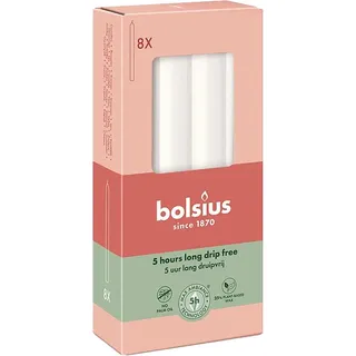 Stabkerzen, Wolkiges Weiß, BOLSIUS Essentials, 20/170 mm, Brenndauer ca. 5h, 8 Stück pro Verpackung, Torpedokerzen, Dinnerkerzen
