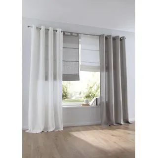 Vorhang KUTTI "Metis Leinen" Gr. 2, beige (creme), B:140cm H:175cm, Leinen, Gardinen, blickdicht, natürliche Leinen-Gardine, einfarbig, pflegeleicht, Basic