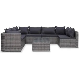 vidaXL Polyrattan Lounge-Set 8-tlg. inkl. Kissen grau 44157