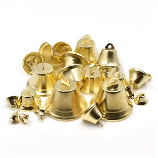 SHTGOI 100 Stücke Goldene Glocken 14mm Mini Kleine Glocken Jingle Bells Vintage Eiserne Glocke Windspiele Weihnachtsglocken Glöckchen für DIY Basteln Weihnachtsbaum Deko Zubehör