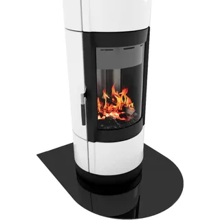 BIJON Glasplatte Schwarz Rundbogen für Kaminofen mit Dichtlippe, Glasbodenplatte - Funkenschutzplatte Glas mit polierter Kante, Kamin Hitzeschutz, ESG Sicherheitsglas 100 x 100 cm x 6mm