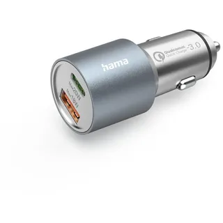 Hama 00201639 Auto-Schnellladegerät, 1x USB-C PD, 1x USB-A QC, 38 W, Metall