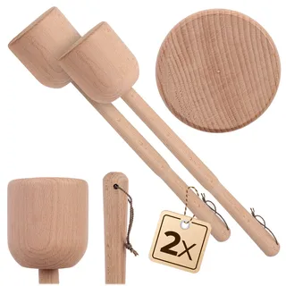 KADAX 2 x Krautstampfer aus Holz, 41 x 7.5 cm, Sauerkrautstampfer, Stampfer für Fermentieren von Sauerkraut, Kartoffelstampfer, Holzstößel, Handstampfer, Holzstampfer