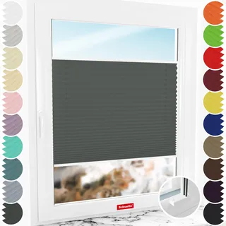 Schuette® Plissee mit Bohren zum Anschrauben ● Thermo Kollektion: Before Storm (Grau) ● 110x100cm (Breite x Höhe) ● Suprafix Faltrollo Befestigung ● Bequeme Rollo Montage inkl. Video