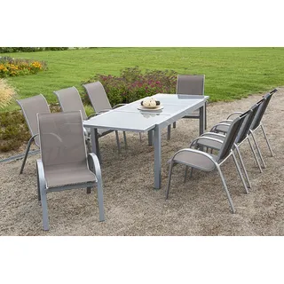 Merxx Amalfi Set 9-tlg. Tisch 220 x 90 cm taupe