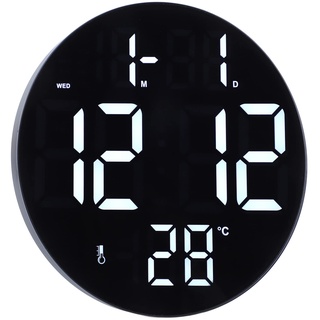 Pssopp Moderne Digitaluhr, runde Wanduhr, 24-Stunden-USB-betriebene LED-Wanduhr für Wohnzimmer, Schlafzimmer, Zuhause, Küche, Büro, Schule, Klassenzimmer