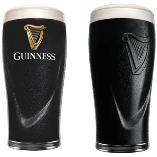 McLaughlin's Irish Shop Guinness Glas mit Harfe im 2er Set, Pintglas mit Harfenrelief und Griffmulde, 0,568L Kapazität