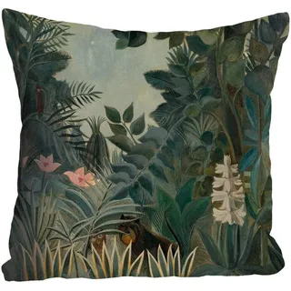Dekokissen QUEENCE "Dschungel", bunt (bunt, bedruckt), B:40cm L:40cm, Polyester, Dekokissen_Sitzkissen_Kissenhüllen, Kissenhülle ohne Füllung, 1 Stück