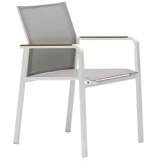 Zebra Bee Sessel Aluminium weiß mit Teak-Armlehnen