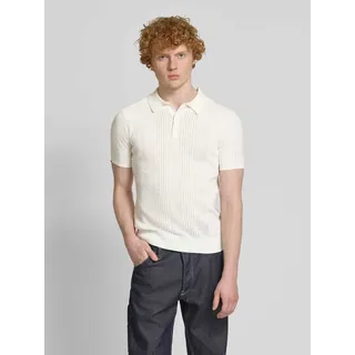 Poloshirt mit kurzer Knopfleiste, Offwhite, XXXL