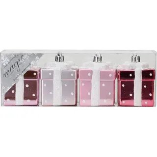 Inge-glas Kunststoff Geschenkbox 4 TLG 6,5cm Rosa Mix Weihnachtskugeln Geschenk bruchfest