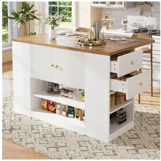 Odikalo Kücheninsel Küchenschrank Buffetschrank Esszimmerschrank Sideboard Schublade Regal, (Moderne Kücheninsel, Küchenschränke, Sideboards, Küchenzeilen mit Schubladen und Regalen, Geschirrschränke für Küche und Esszimmer, Weiß / Schwarz)