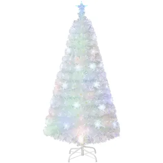 DREAMADE 120cm künstlicher Weihnachtsbaum mit Bunter Beleuchtung, weiß Kunstbaum mit 18 LED-Lichter & 125 Spitzen, Christbaum Tannenbaum Weihnachten (120 cm)