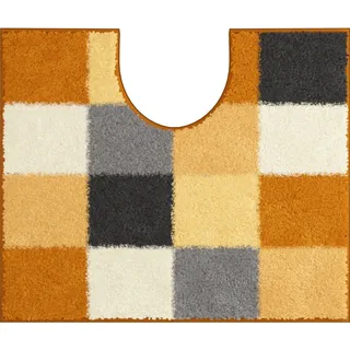 Grund Wc-Vorleger Bona, Gelb, Schwarz, Weiß, Textil, Karo, rechteckig, 49x60 cm, Oeko-Tex® Standard 100, Made in Europe, für Fußbodenheizung geeignet, rutschfest, Badtextilien, WC Vorleger