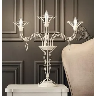 Casa Padrino Luxus Jugendstil Tischleuchte Weiß Ø 70 x H. 60 cm - Edle Metall Schreibtischleuchte - Barock & Jugendstil Tischleuchten - Luxus Qua... - Weiß
