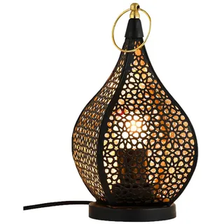 Marrakesch Orient & Mediterran Interior Nachttischlampe Orientalische Tischlampe Bamako modern aus Metall in Schwarz 27 cm, Handarbeit schwarz