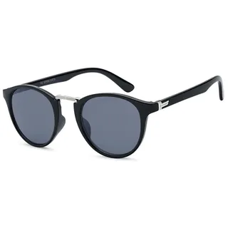 styleBREAKER Sonnenbrille Sonnenbrille mit runden Gläsern und Metall Nasensteg (1-St) grau|schwarz|silberfarben