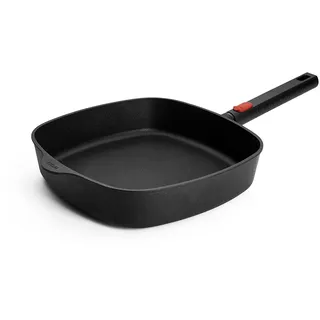 WOLL Eco Logic QXR - Induktiv -, 28 x 28 cm, 6.5 cm hoch, mit abnehmbaren Stiel - Geeignet für alle Herdarten, PFAS-frei, Antihaft-Versiegelung, Aluminiumguss, backofenfest, schwarz