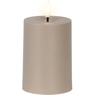 Lumineo Solar LED Kerze Outdoor 7x10cm Kunststoff - Solarkerze Gartendeko für Außen & Garten - Outdoorkerze batteriebetrieben - Dekokerze Stumpenkerze - Braun Warmweiß