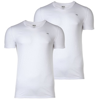 DIESEL Herren T-Shirt 2er Pack - UMTEE-MICHAEL-TUBE, V-Ausschnitt, kurzarm, Logo Weiß XL