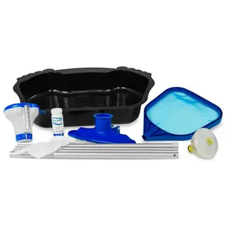 EXIT Toys Pool-Zubehörset, bestehend aus: Teststreifen, Chlorschwimmer, Pflegeset, Fußbad, LED-Lampe - blau