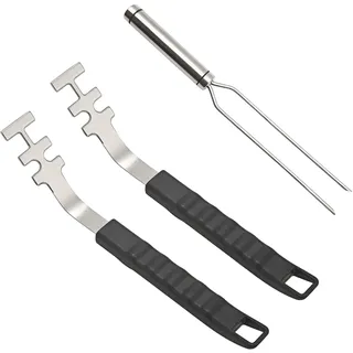 HSUYUN Grillrostheber Edelstahl, Langer Griff Grillrostheber Werkzeug | 2 Stück 27 cm Hitzebeständige Grillrostheber und 29 cm Gabeln, BBQ Utensil, für Zuhause, Camping, Grillstände