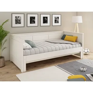 OTTO home Funktionsbett " ERIK " Daybed, Gästebett, Kinderbett, Massivholz (Kiefer), 2. Schlafplatz ausziehbar, moderner Landhausstil, Schublade optional weiß