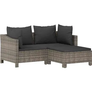 vidaXL Garten-Lounge-Set 3-tlg. grau