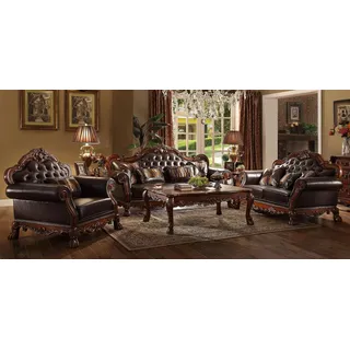 Xlmoebel Wohnzimmer-Set Klassische Garnitur 3+2+1 Sitzer Sofagarnitur Sofa Leder Polster, (3-St., 3+2+1 Sitzer), Hergestellt in Europa braun